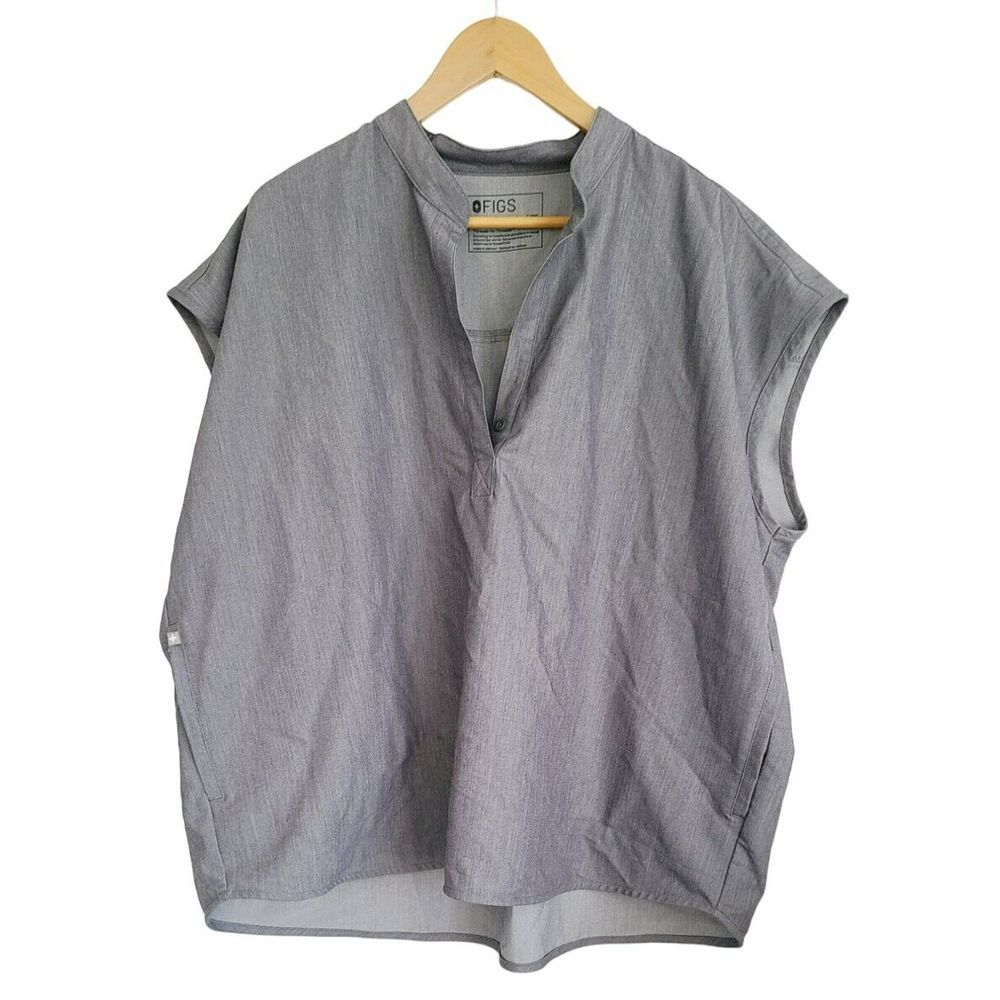 FIGS Technical Collection Heather Grey Oversized Scrub Top XXL Womens